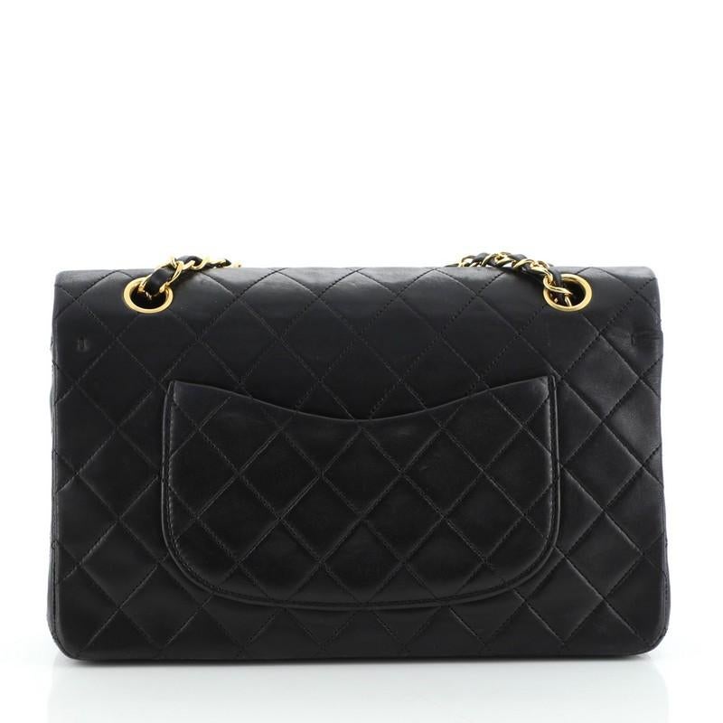 Black Chanel  Vintage Classic Double Flap Bag Quilted Lambskin Medium