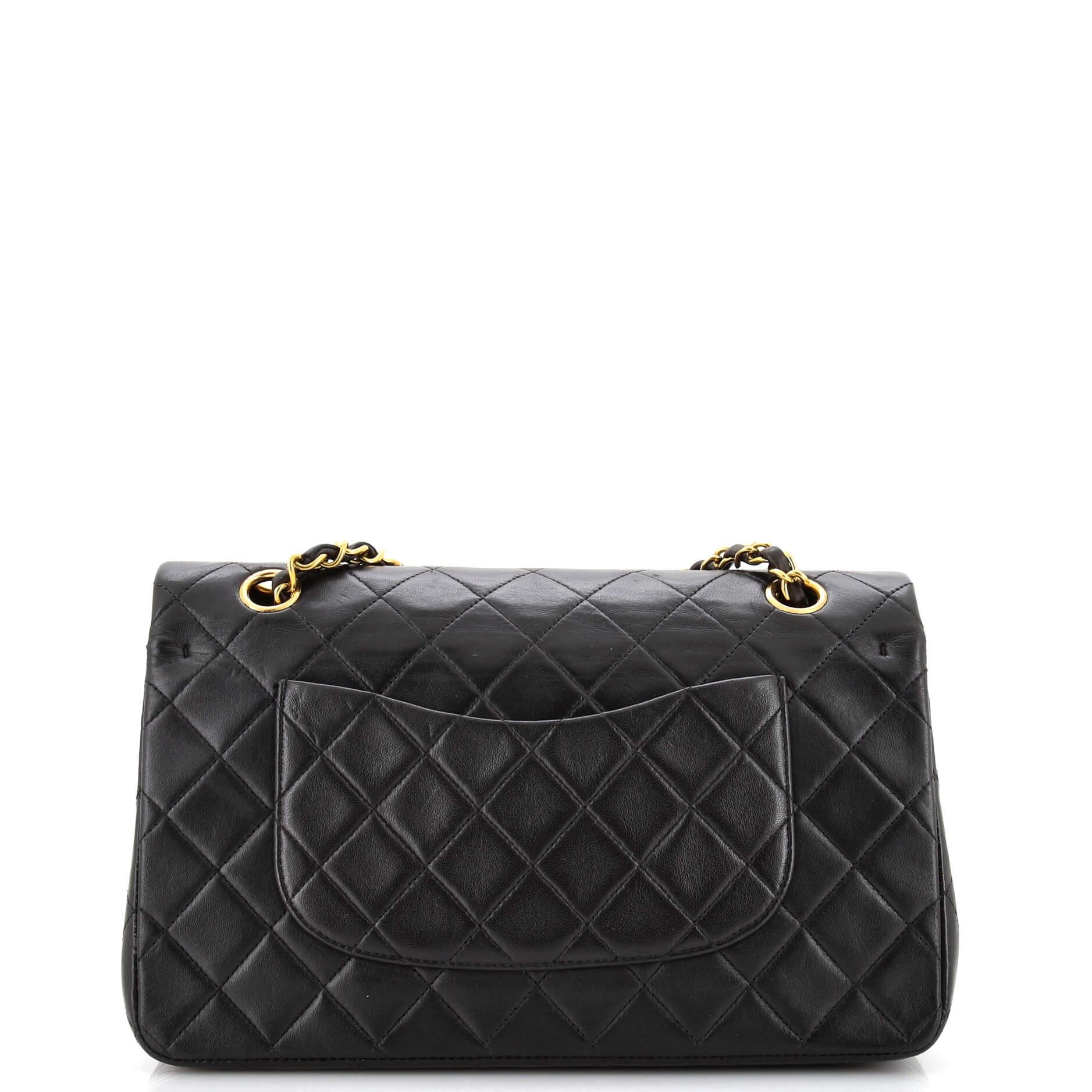 Chanel Vintage Classic Double Flap Bag Quilted Lambskin Medium In Fair Condition For Sale In NY, NY