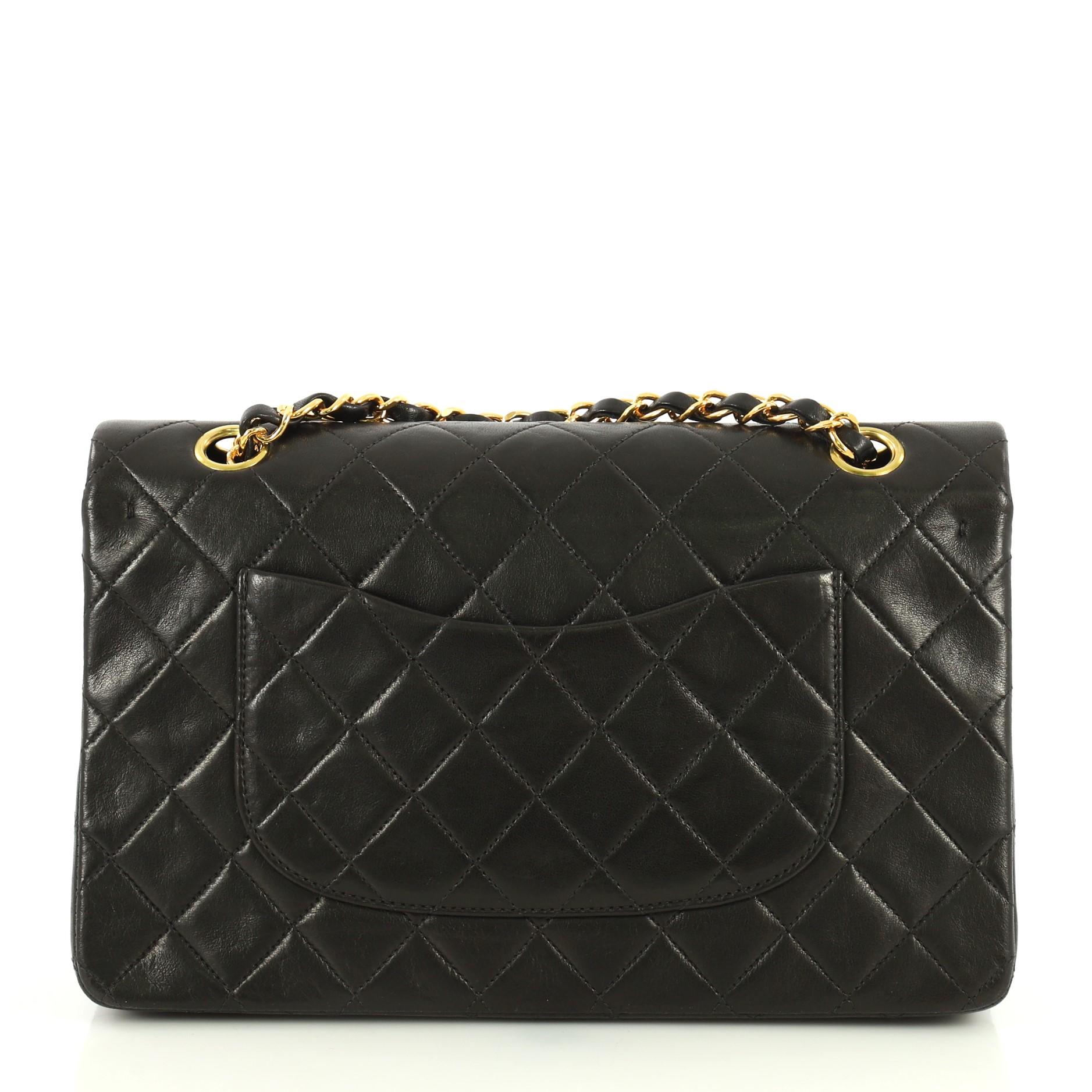 Chanel Vintage Classic Double Flap Bag Quilted Lambskin Medium In Good Condition In NY, NY