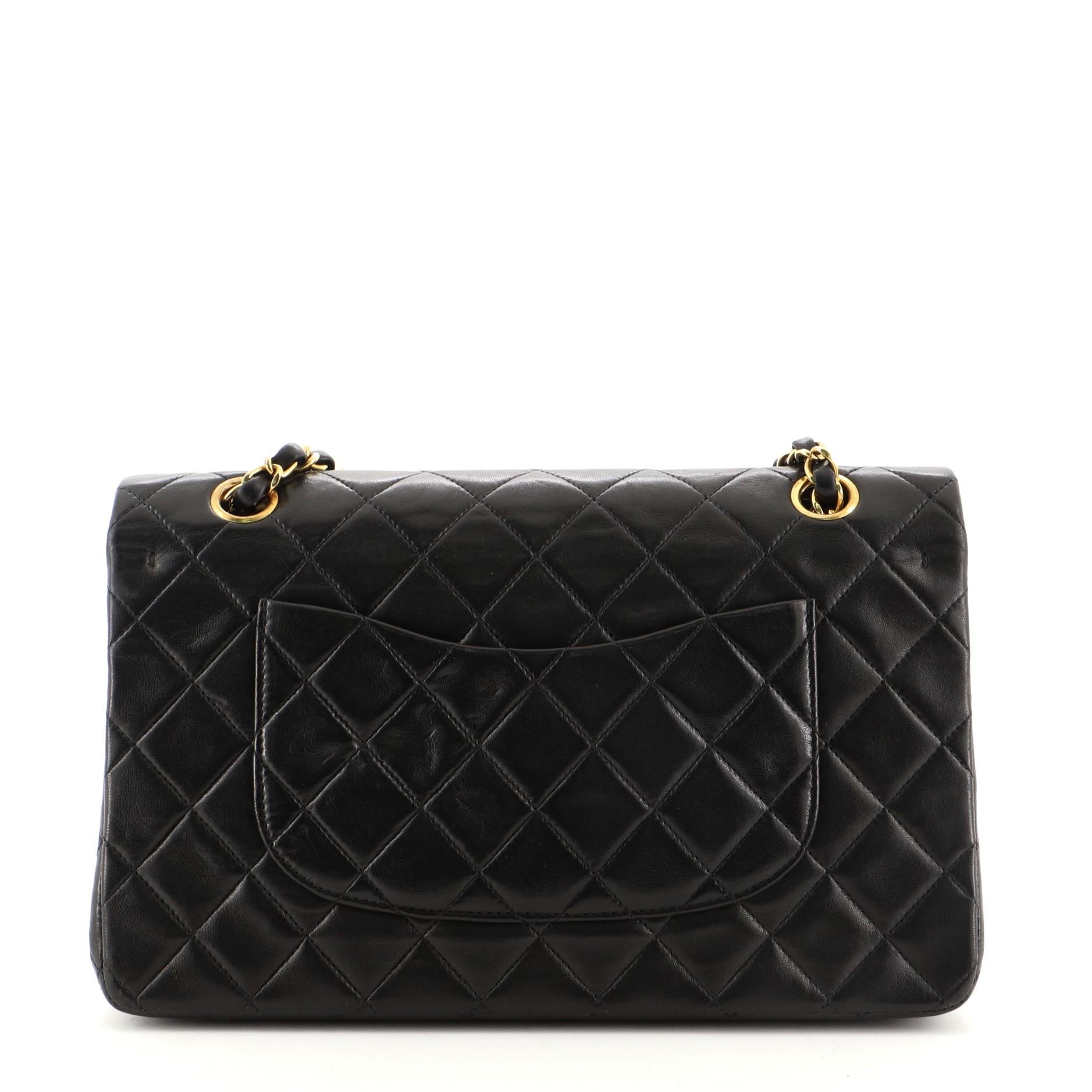 Chanel Vintage Classic Double Flap Bag Quilted Lambskin Medium In Good Condition In NY, NY