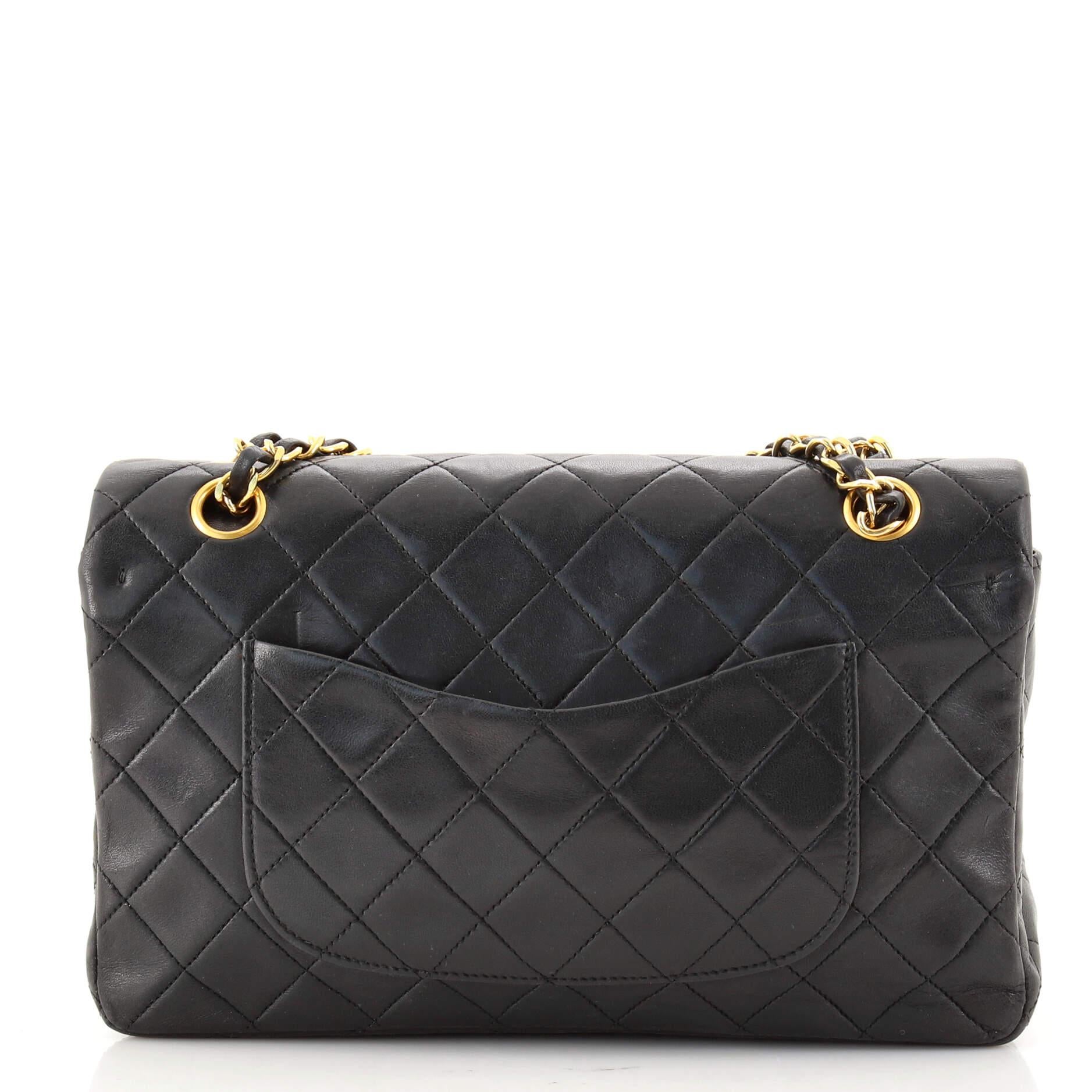 Chanel Vintage Classic Double Flap Bag Quilted Lambskin Medium In Good Condition In NY, NY