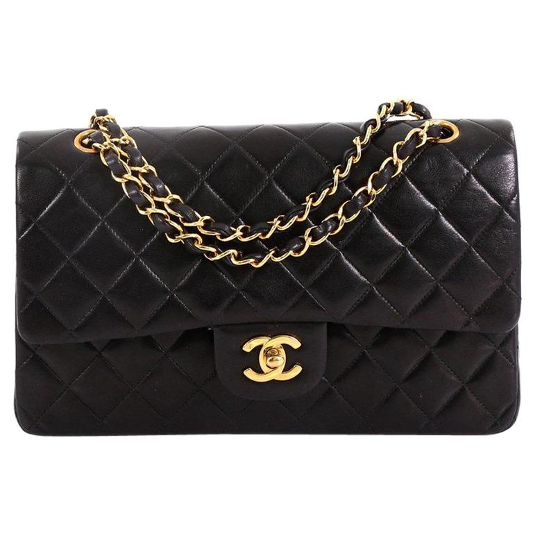 Chanel Vintage Classic Double Flap Bag Quilted Lambskin Medium at 1stDibs