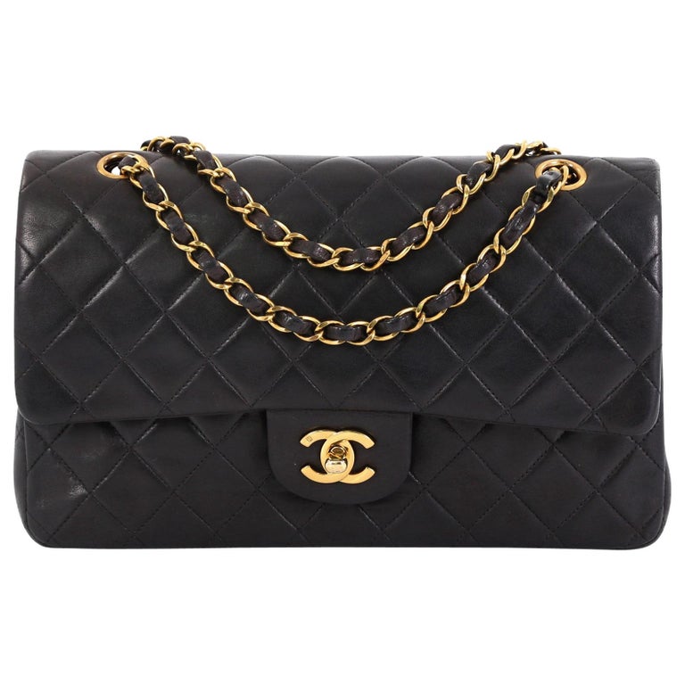 Chanel Vintage Classic Double Flap Bag Quilted Lambskin Medium at 1stDibs