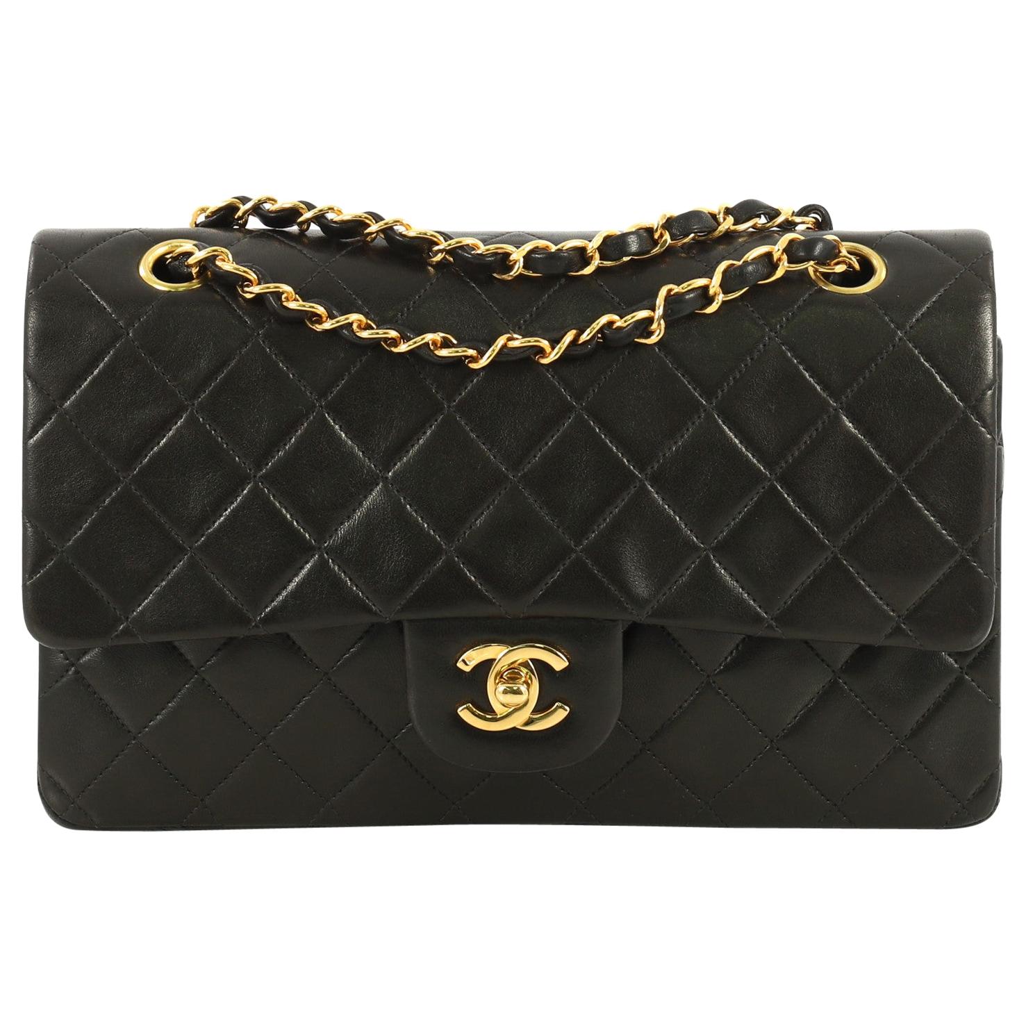 Chanel Vintage Classic Double Flap Bag Quilted Lambskin Medium