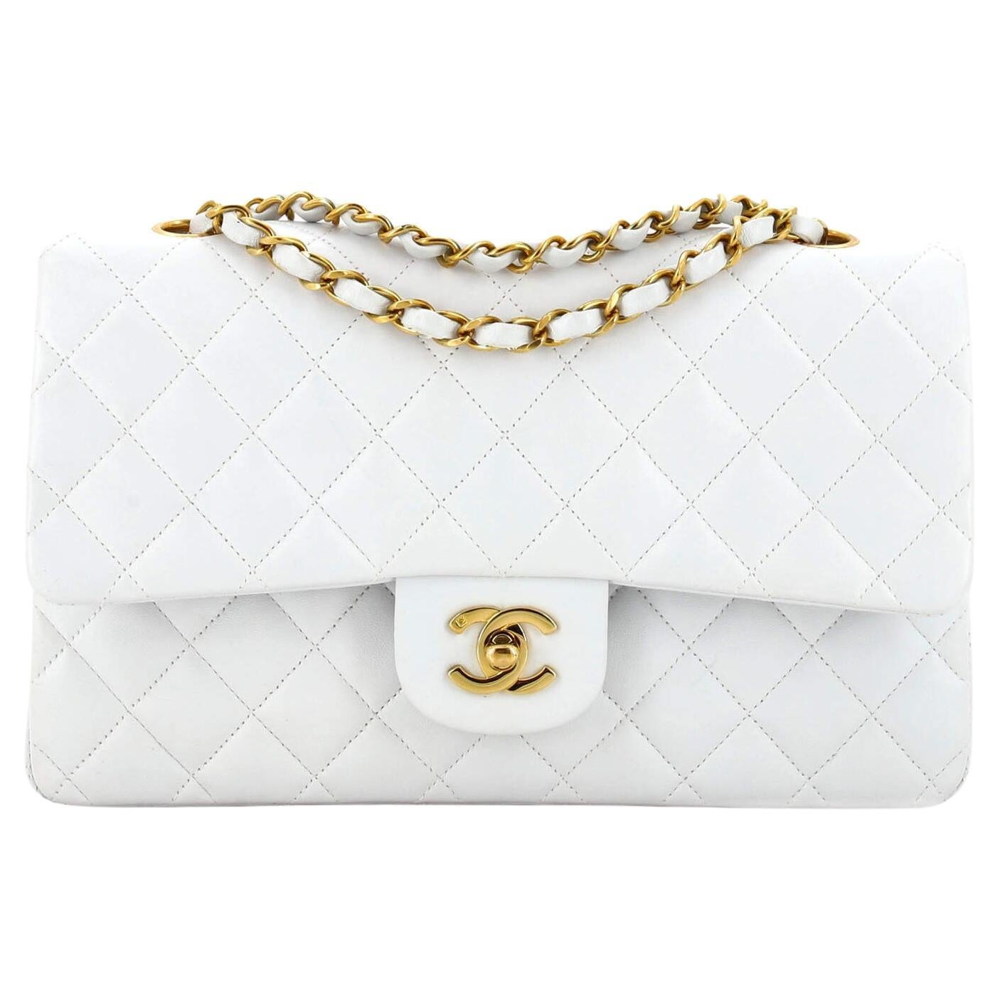 Chanel Medium Double Flap Bag White - 17 For Sale on 1stDibs