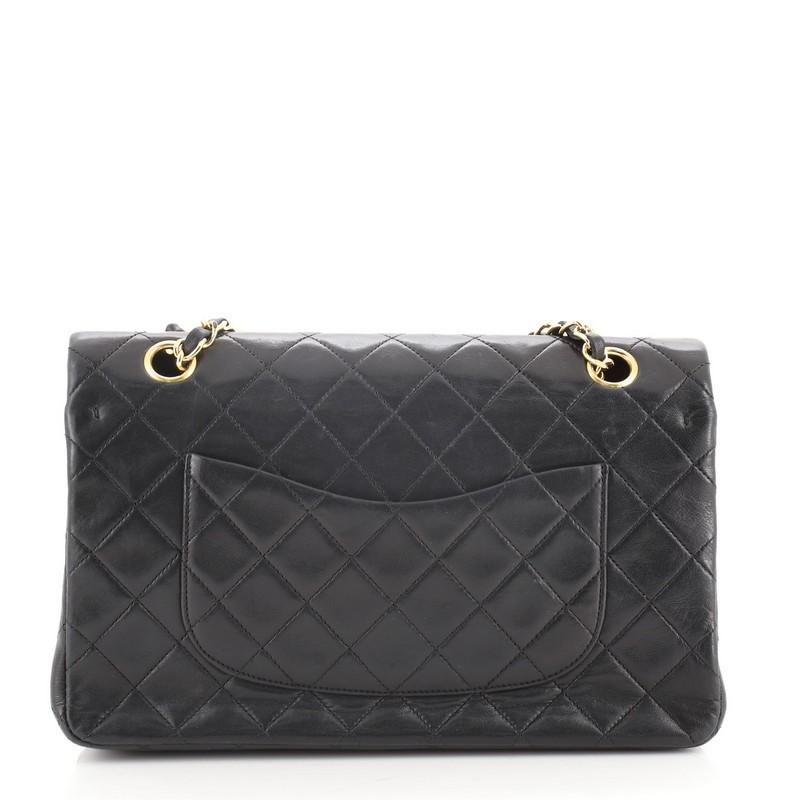 Black Chanel Vintage Classic Double Flap Bag Quilted Lambskin Small
