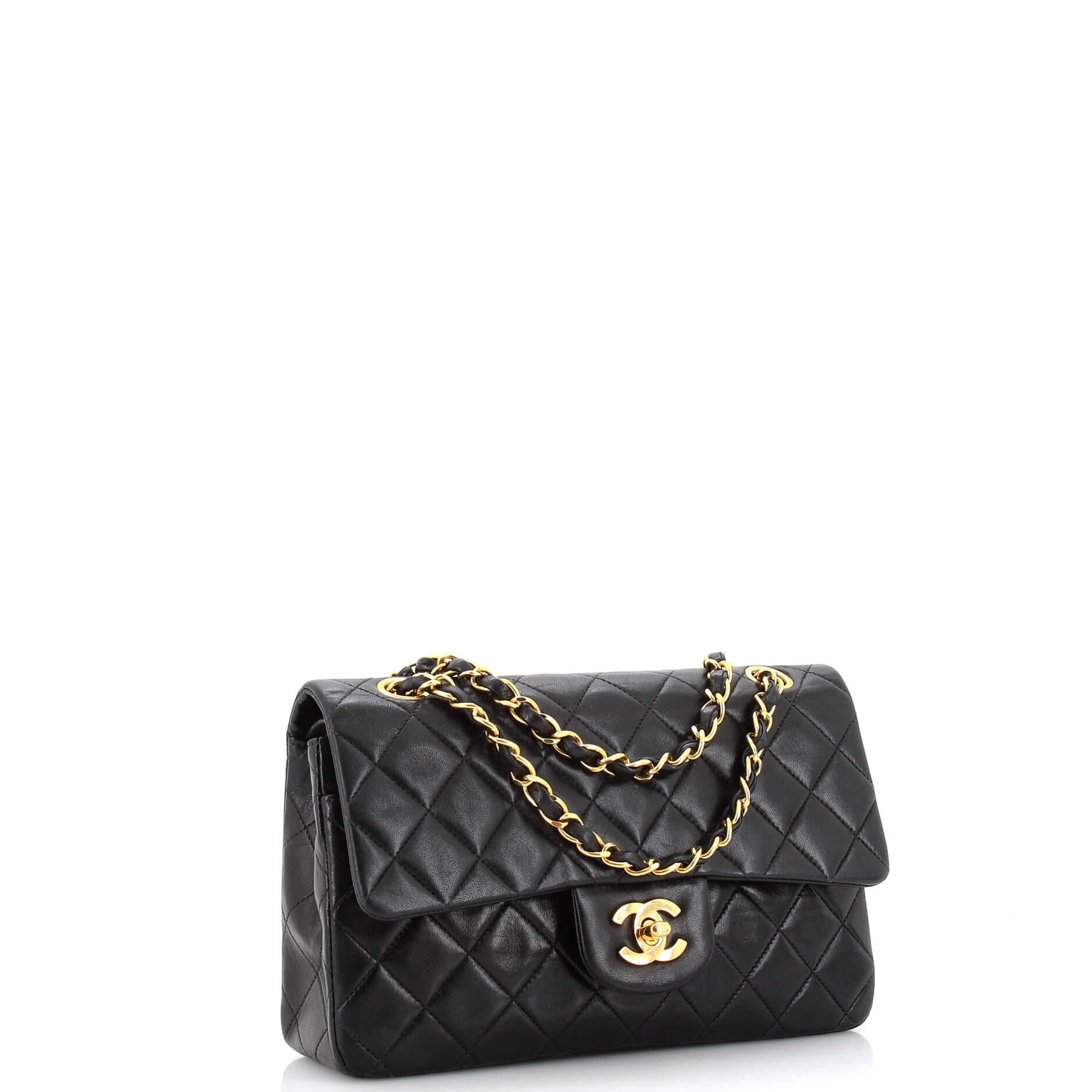 Chanel Vintage Classic Double Flap Bag Quilted Lambskin Small In Fair Condition In NY, NY