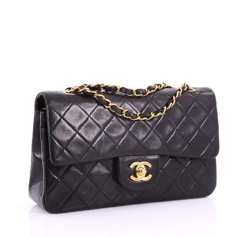 Chanel Vintage Classic Double Flap Bag Quilted Lambskin Small In Good Condition In NY, NY
