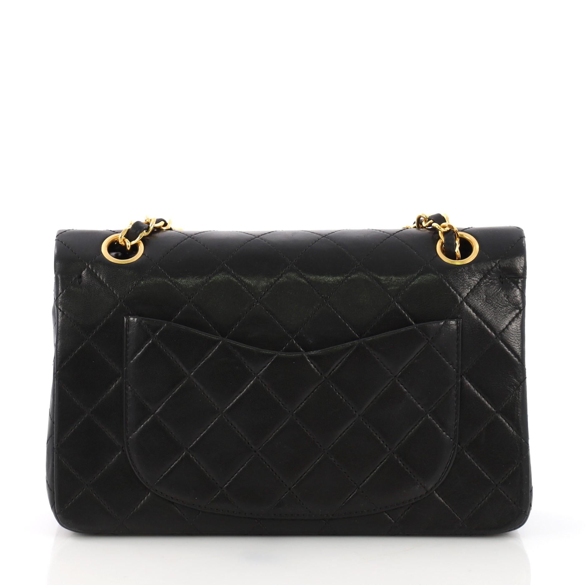 Chanel Vintage Classic Double Flap Bag Quilted Lambskin Small In Good Condition In NY, NY