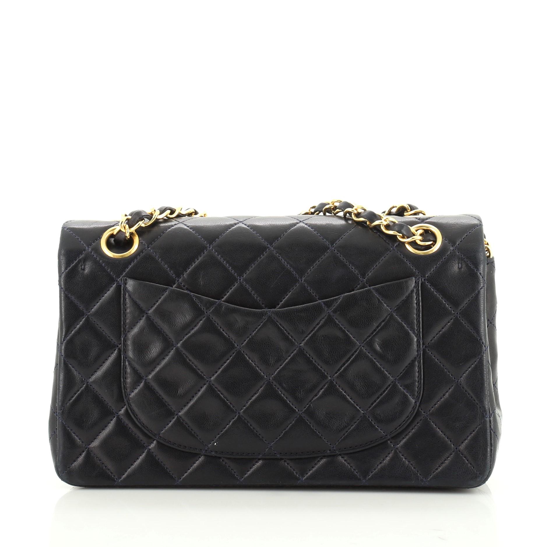 Chanel Vintage Classic Double Flap Bag Quilted Lambskin Small at 1stDibs