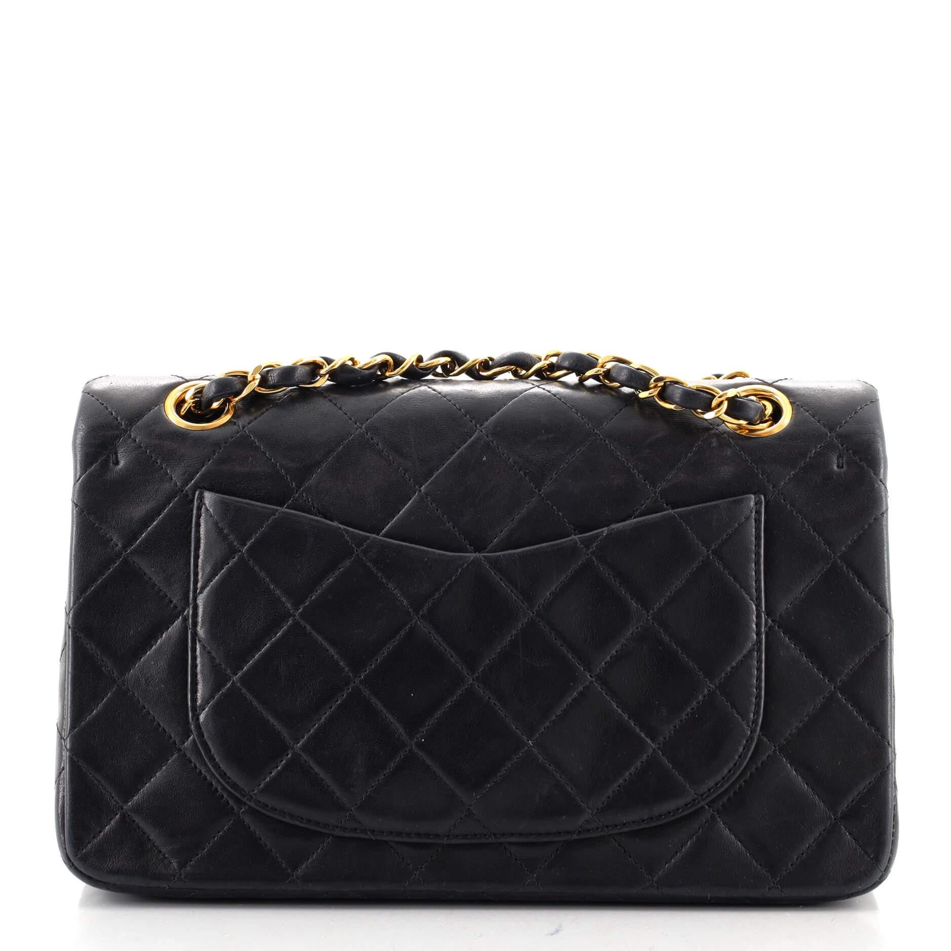 Chanel Vintage Classic Double Flap Bag Quilted Lambskin Small In Fair Condition In NY, NY