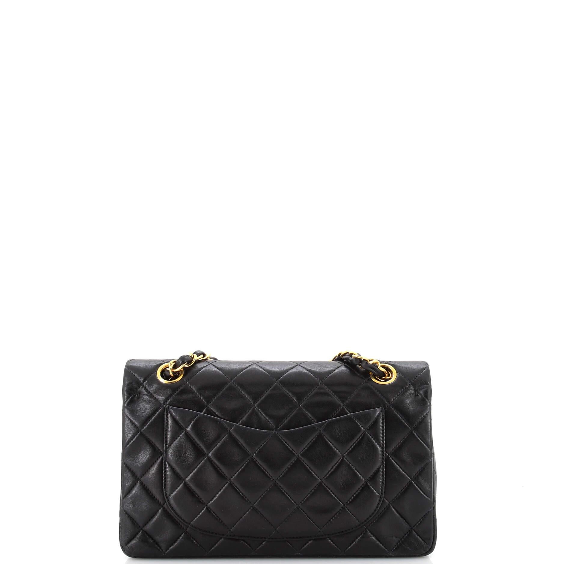 Women's or Men's Chanel Vintage Classic Double Flap Bag Quilted Lambskin Small