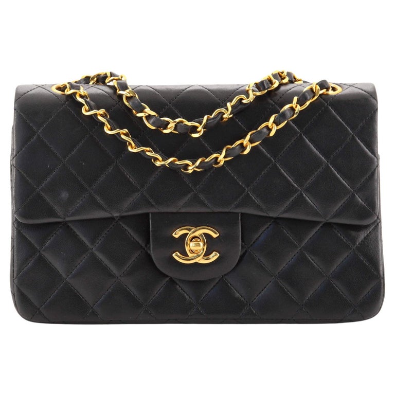 Chanel Vintage Classic Double Flap Bag Quilted Lambskin Small at 1stDibs
