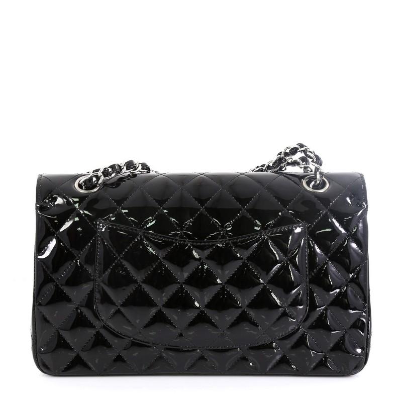 Black Chanel Vintage Classic Double Flap Bag Quilted Patent Medium