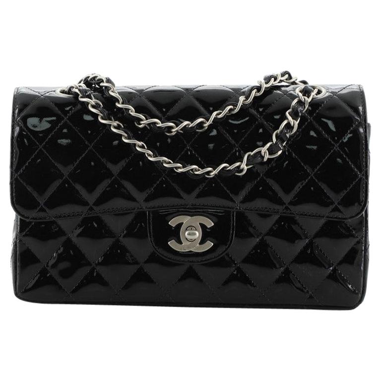 Chanel Vintage Classic Double Flap Bag Quilted Patent Medium