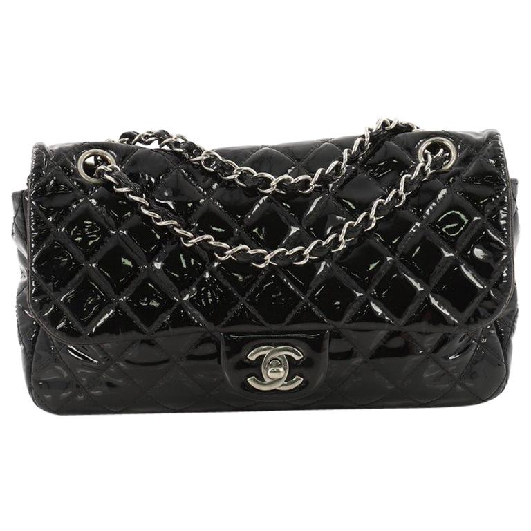 Chanel Vintage Classic Double Flap Bag Quilted Patent Medium