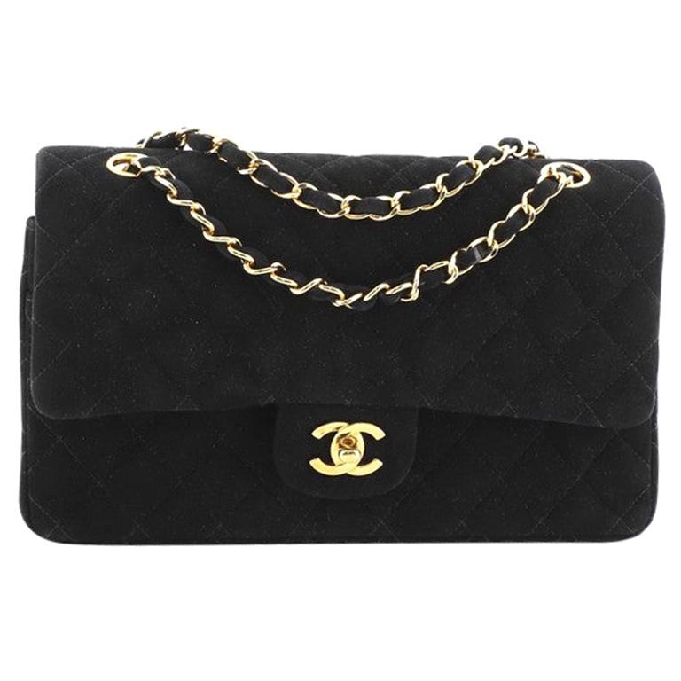 Chanel Vintage Classic Double Flap Bag Quilted Suede Medium