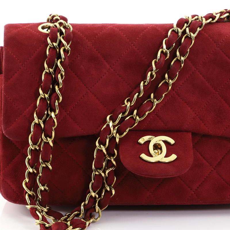 Chanel Vintage Classic Double Flap Bag Quilted Suede Small 1