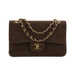 Chanel Vintage Classic Double Flap Bag Quilted Suede Small