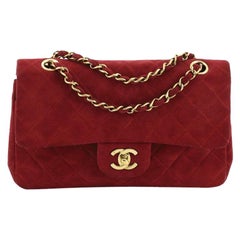 Chanel Vintage Classic Double Flap Bag Quilted Suede Small