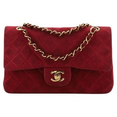 Chanel Vintage Classic Double Flap Bag Quilted Suede Small