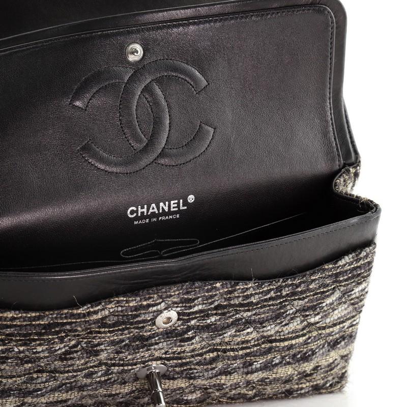 Chanel Vintage Classic Double Flap Bag Quilted Tweed Medium 5