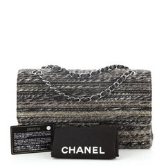 Chanel Vintage Classic Double Flap Bag Quilted Tweed Medium