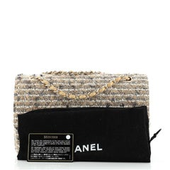 Chanel Vintage Classic Double Flap Bag Quilted Tweed Medium