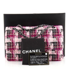 Chanel Vintage Classic Double Flap Bag Quilted Tweed Medium