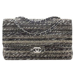 Chanel Vintage Classic Double Flap Bag Quilted Tweed Medium