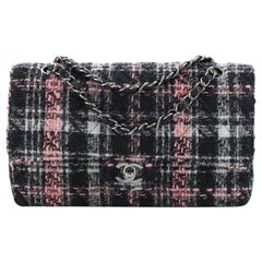 Chanel Vintage Classic Double Flap Bag Quilted Tweed Medium
