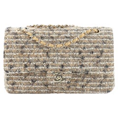 Chanel Vintage Classic Double Flap Bag Quilted Tweed Medium