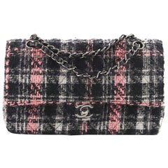 Chanel Vintage Classic Double Flap Bag Quilted Tweed Medium