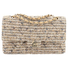 Chanel Vintage Classic Double Flap Bag Quilted Tweed Medium