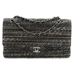 Chanel Vintage Classic Double Flap Bag Quilted Tweed Medium