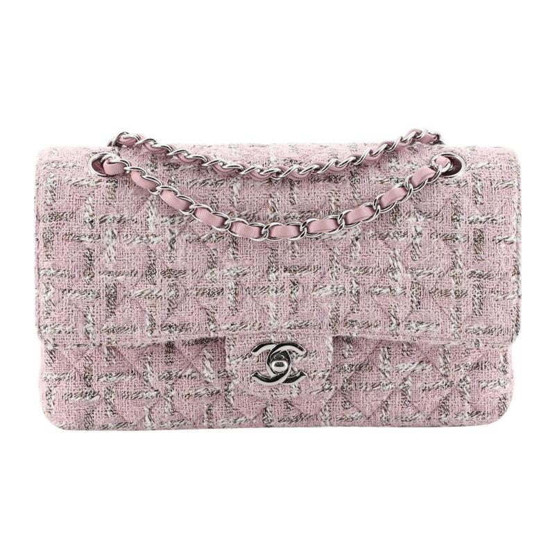 Chanel Vintage Classic Double Flap Bag Quilted Tweed Medium 