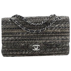 Chanel Vintage Classic Double Flap Bag Quilted Tweed Medium