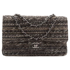 Chanel Vintage Classic Double Flap Bag Quilted Tweed Medium
