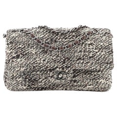 Chanel - Sac à double rabat classique vintage en tweed matelassé - Taille Medium