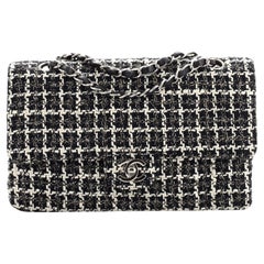 Chanel Vintage Classic Double Flap Bag Quilted Tweed Medium