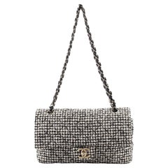 Chanel Vintage Classic Double Flap Short Chain Bag Quilted Tweed Medium