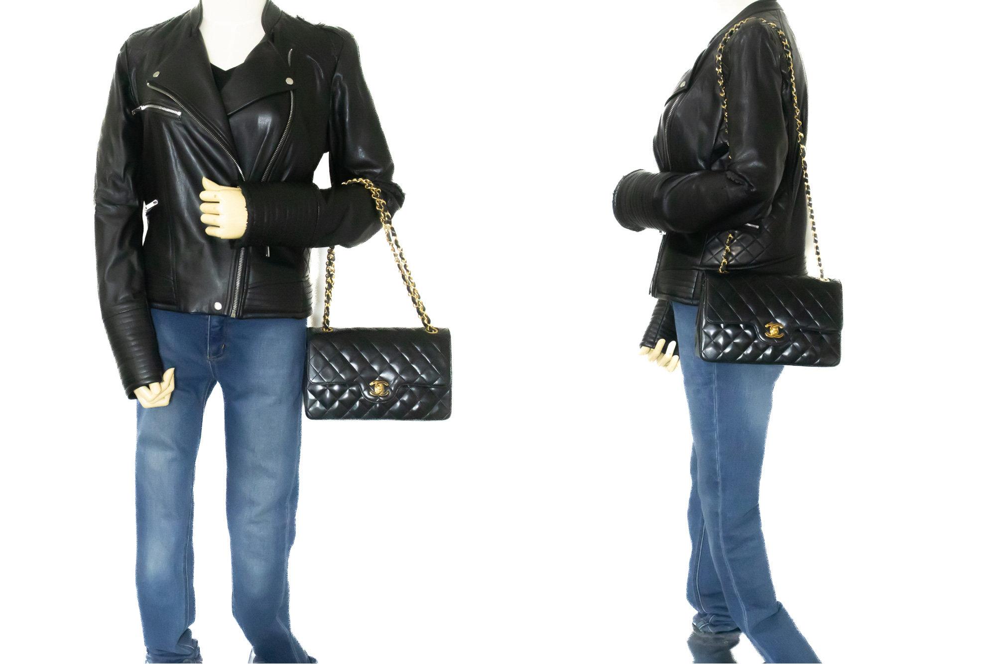 CHANEL Vintage Classic Double Flap Small Chain Shoulder Bag Black 7