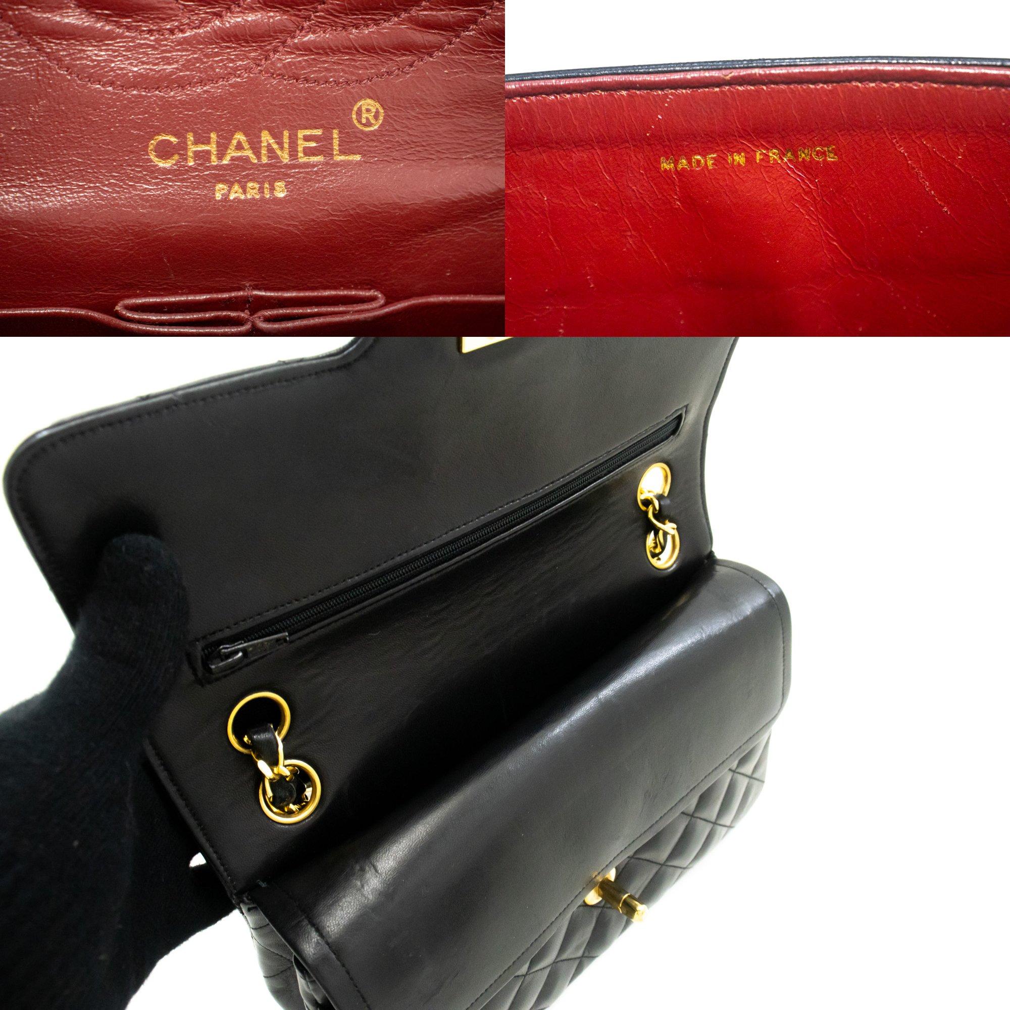 CHANEL Vintage Classic Double Flap Small Chain Shoulder Bag Black 4