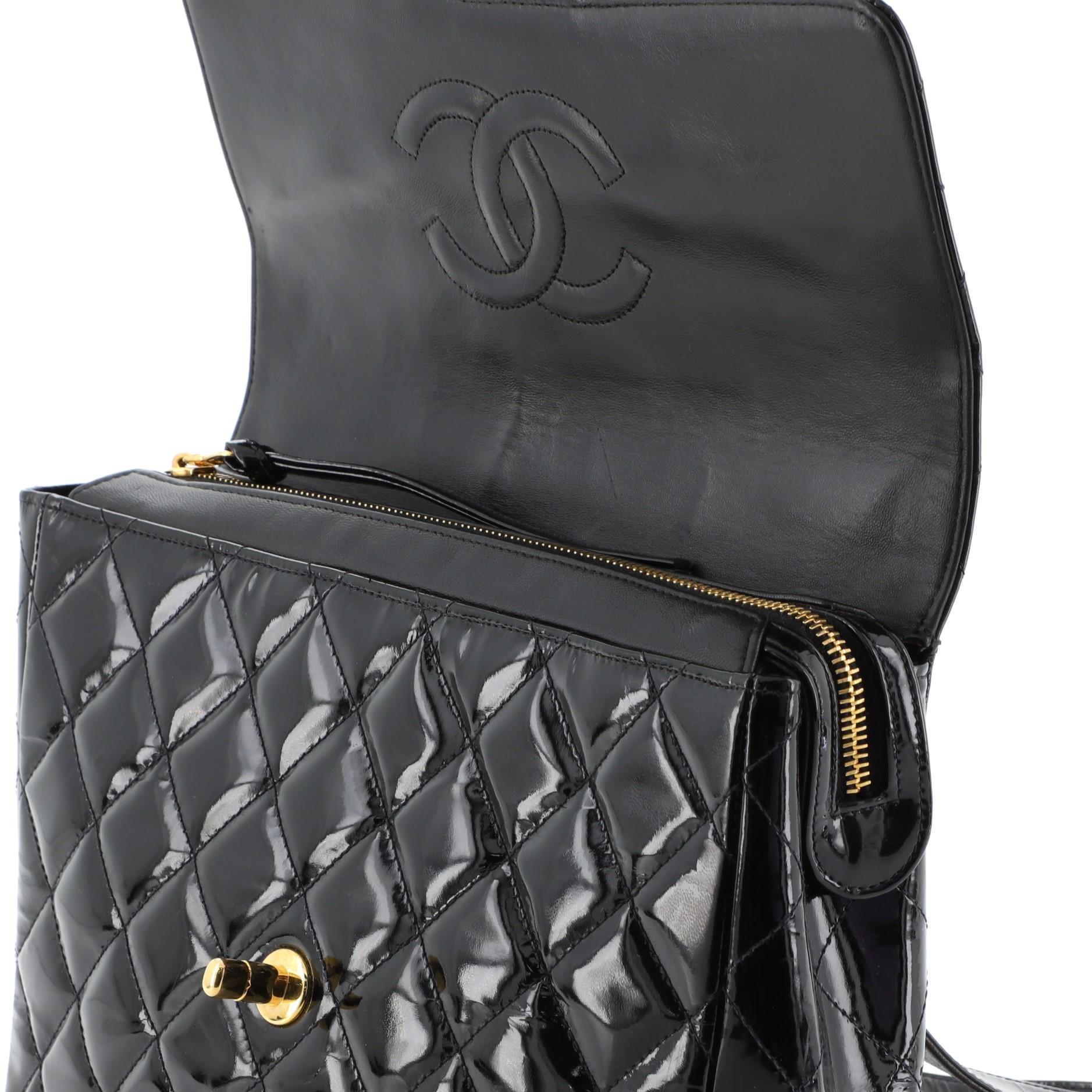 Chanel Vintage Classic Flap Backpack Quilted Patent Medium 2