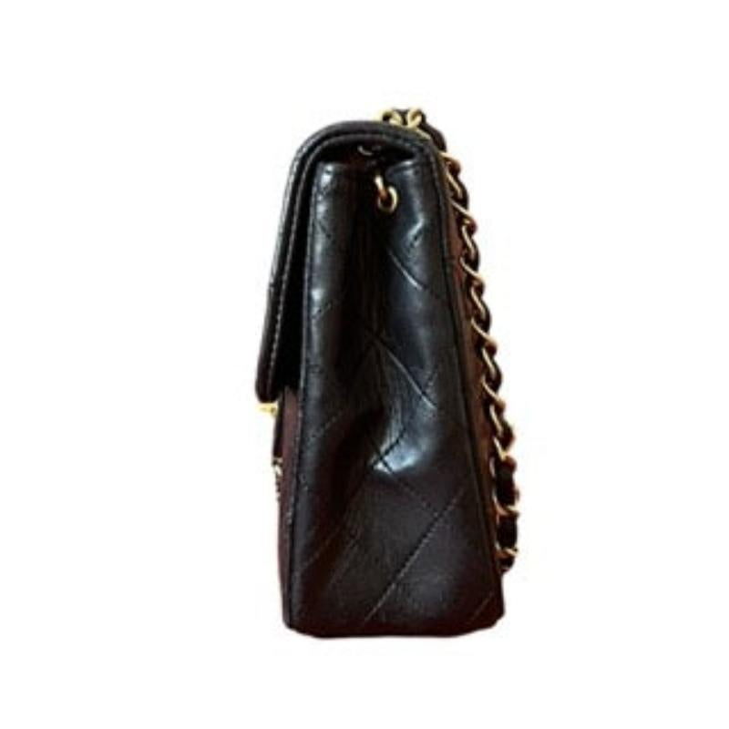 Chanel Vintage Classic Flap Mini Schwarzes Lammleder 24k Gold HW, 1989-1991 2