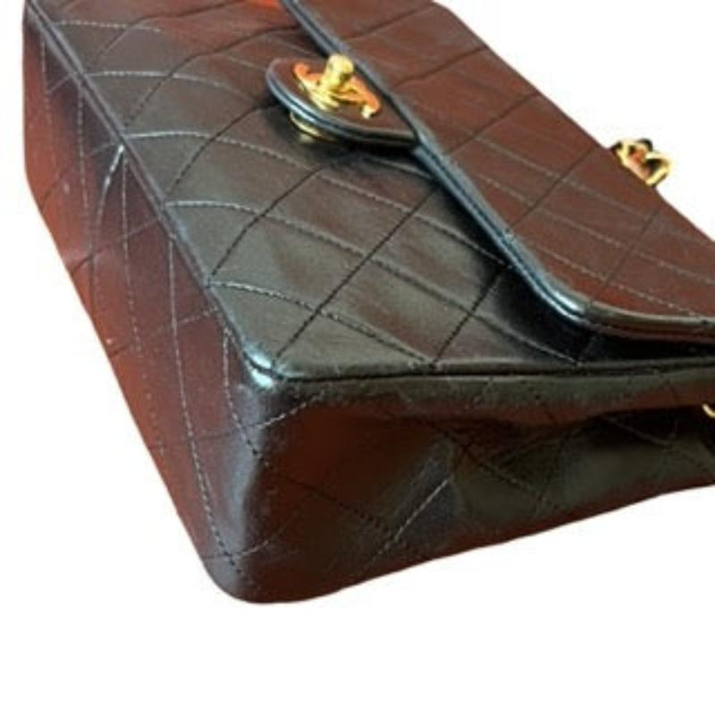 Chanel Vintage Classic Flap Mini Schwarzes Lammleder 24k Gold HW, 1989-1991 5