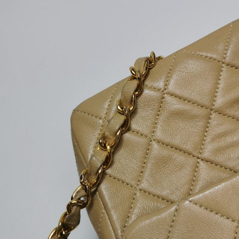 Chanel Vintage Classic Flap Mini Square Beige Lambskin 24k Gold HW, 1989-1991 6