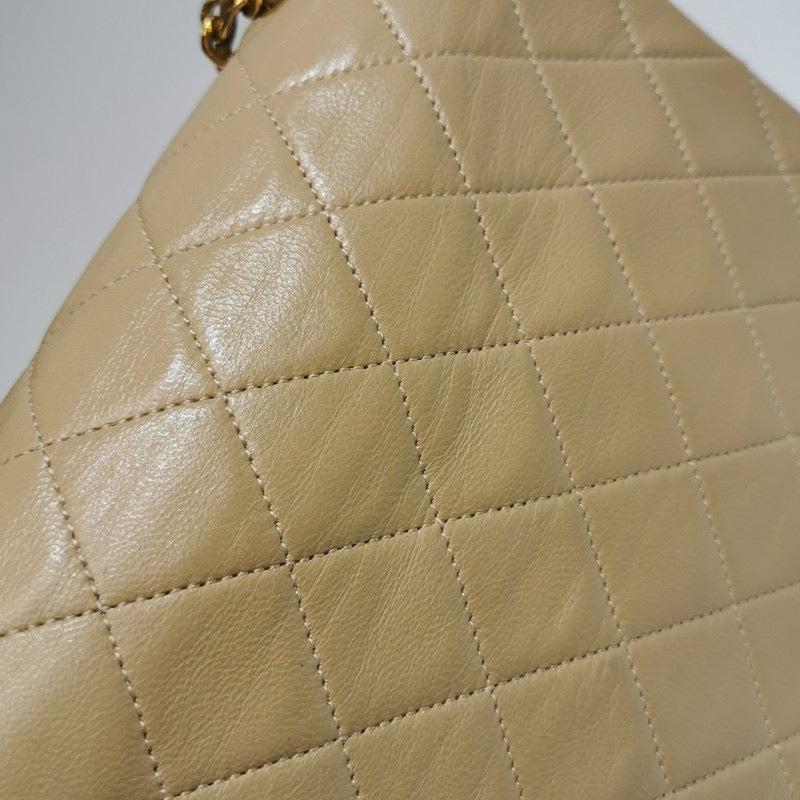Chanel Vintage Classic Flap Mini Square Beige Lambskin 24k Gold HW, 1989-1991 8