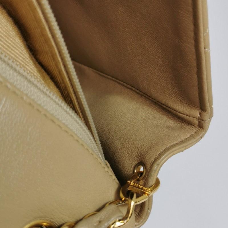 Chanel Vintage Classic Flap Mini Square Beige Lambskin 24k Gold HW, 1989-1991 2