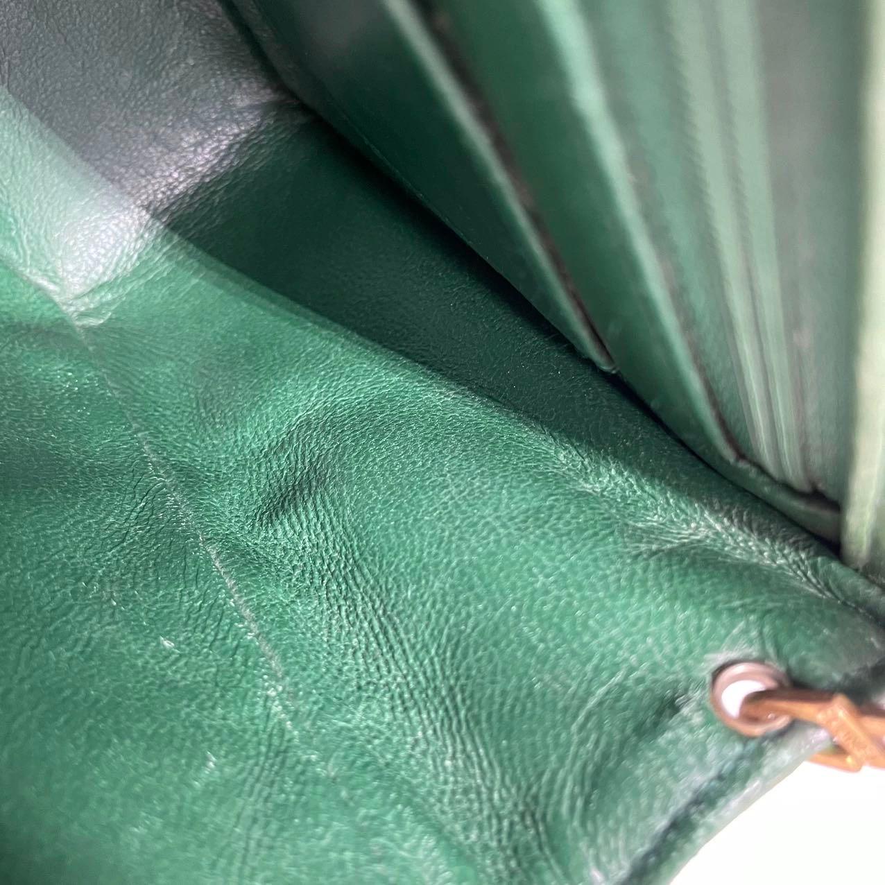 Chanel Vintage Classic Flap Mini Square Grünes Lammleder 24k Gold HW, 1989-1991 im Angebot 5